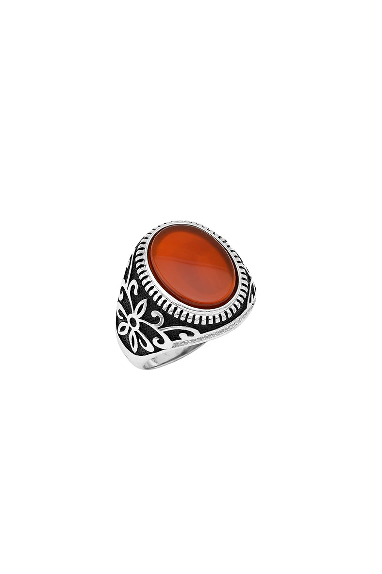 Mens silver ring Carnelian | Castello Jewels