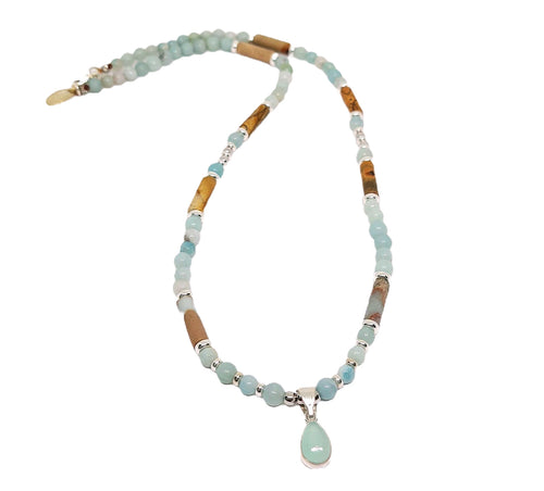 Amazonite & Picasso Jasper Tube Necklace, 6mm | Castello Jewels