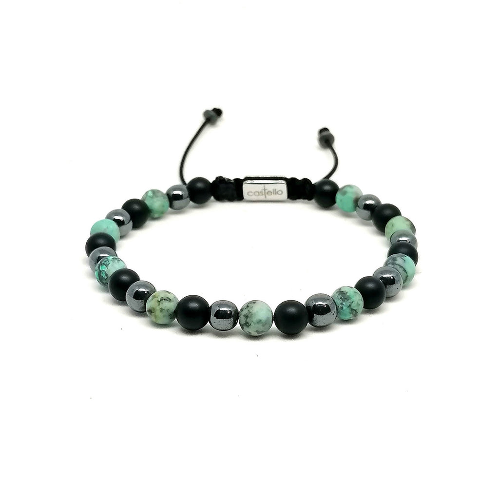 Onyx, Hematite & African Turquoise Bracelet, 6mm, view 2 | Castello Jewels