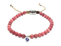 Hand Made Bracelet Evil Eye 925', Dark Rodonite stone 4mm | Castello Jewels