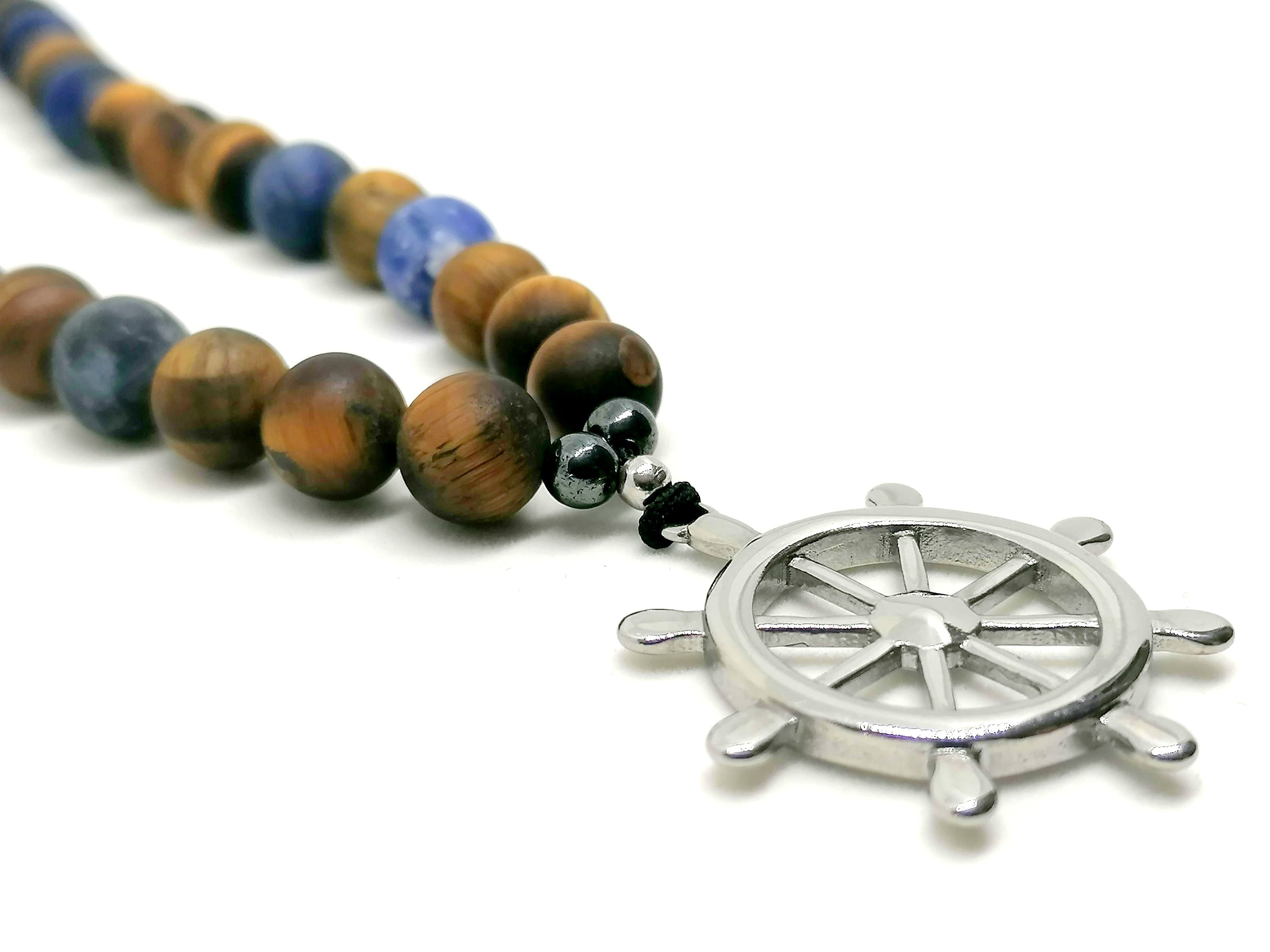 Necklace Rudder, Silver 925, Tiger Eye stone — view 2 | Castello Jewels