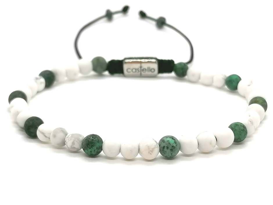 Hand Made Bracelet Howlite, African Turquoise stones of 4mm. | Castello Jewels
