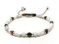 Hand Made Bracelet Silver 925 Classic, Howlite, Tiger Eye Polish stone 4mm | Castello Jewels