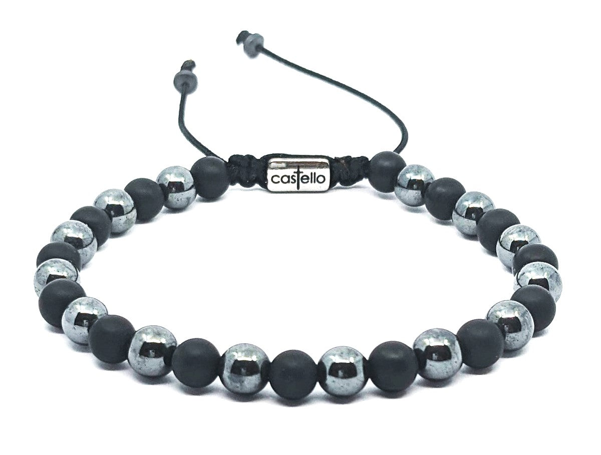 Hand Made Bracelet Hematite, Onyx stone 6mm | Castello Jewels