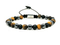 Hand Made Bracelet Lava, Tiger Eye Mat, Hematite stone 6mm | Castello Jewels