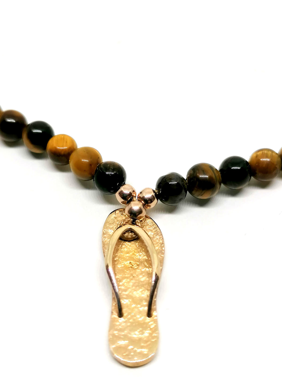 Necklace Slipper, Silver 925, Tiger Eye stone — view 2 | Castello Jewels