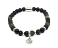 Hand Made Silver 925 Bracelet, Onyx Polish, Obsidian stone 6mm | Castello Jewels
