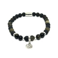 Phaistos Disc Bracelet, Onyx & Obsidian, 6mm | Castello Jewels