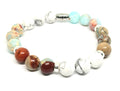 Silver 925 Bracelet Classic Howlite Snakes Skin Stone 10mm | Castello Jewels