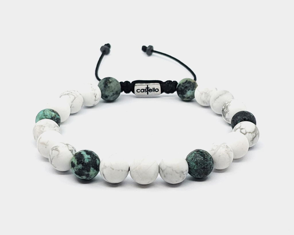 Gemstone Bracelet Howlite-African turquoise. stone 8mm | Castello Jewels