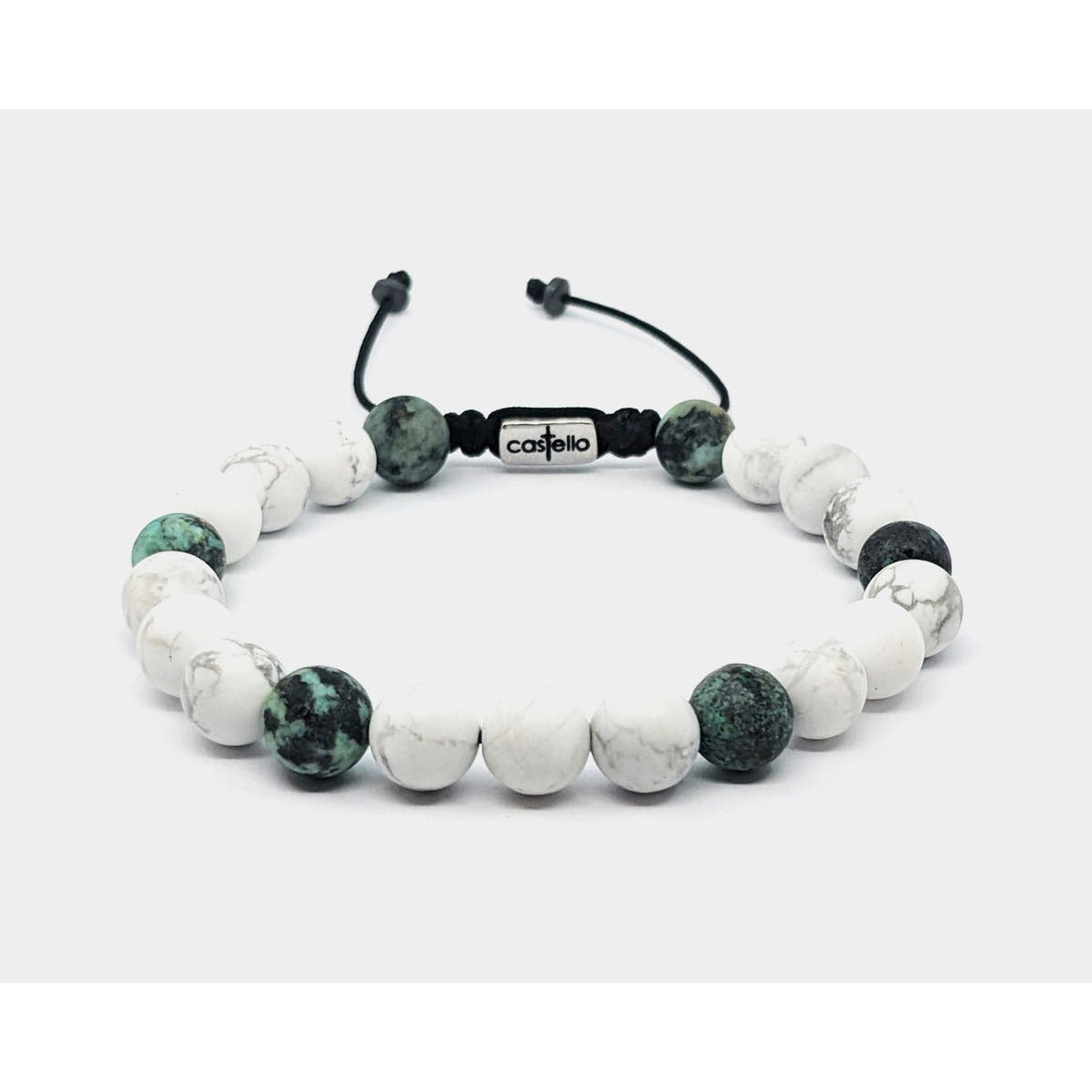 Howlite & African Turquoise Beaded Bracelet, 8mm | Castello Jewels