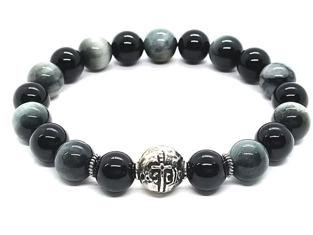 Bracelet Chic 925 Silver, Eagle Eye stone 10mm | Castello Jewels