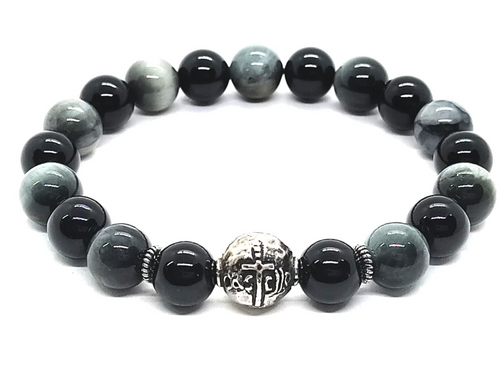 Bracelet Chic 925 Silver, Eagle Eye stone 10mm | Castello Jewels