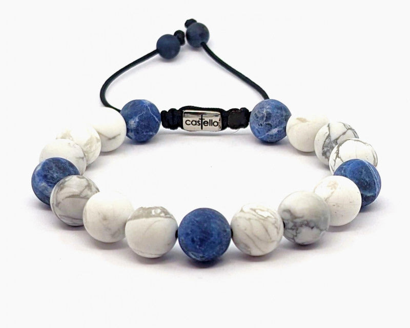 Hand Made Bracelet Howlite, Sodalite stone 10mm | Castello Jewels