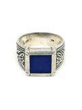 Mens silver ring Lapis Lazuli Olive Leaf | Castello Jewels
