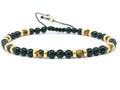 Silver 925 Gold Plated Bracelet Classic, Onyx, Tiger Eye Polish 4mm stone | Castello Jewels