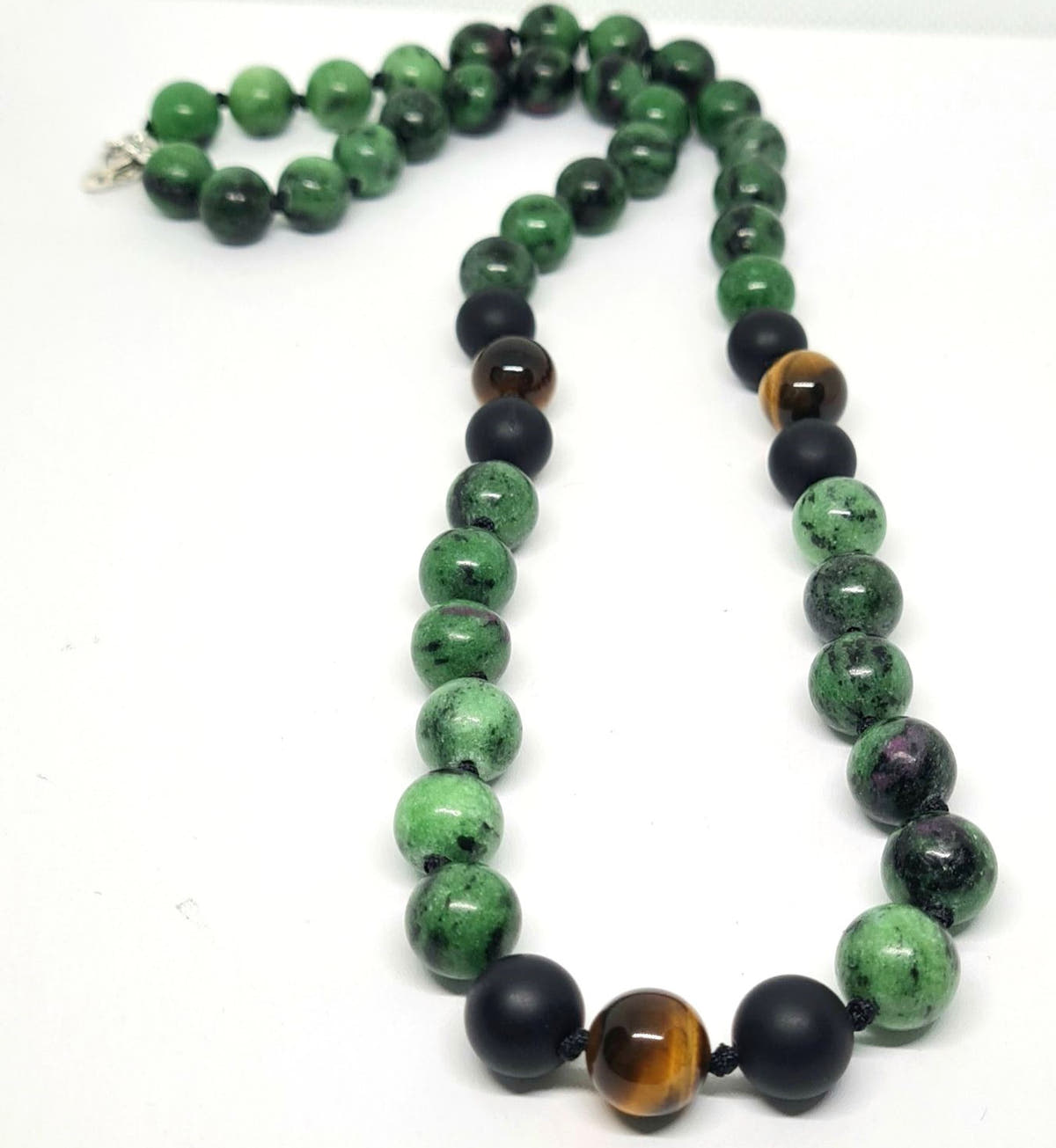 Ruby Zoisite Knot Necklace, Sterling Silver, 10mm | Castello Jewels
