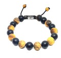 Hand Made Bracelet Onyx Mat, Tiger Eye stone 10mm | Castello Jewels