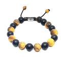 Tiger's Eye & Matte Onyx Men's Bracelet, 10mm | Castello Jewels