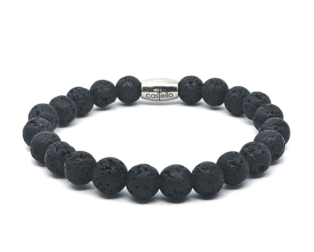 Hand Made Bracelet Lava stone 8mm — view 2 | Castello Jewels