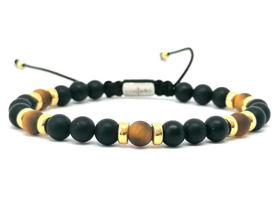 Classic Gold-Plated Matte Onyx, Timeless Everyday Wear, 6mm | Castello Jewels