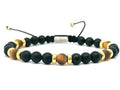 Silver 925 Gold Pladet Bracelet Classic, Onyx Mat 6mm stone | Castello Jewels