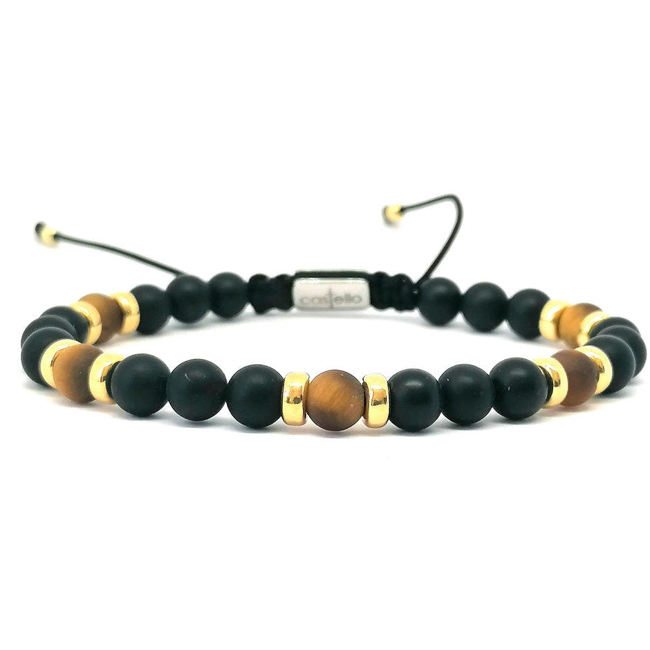 Classic Gold-Plated Matte Onyx, Timeless Everyday Wear, 6mm | Castello Jewels