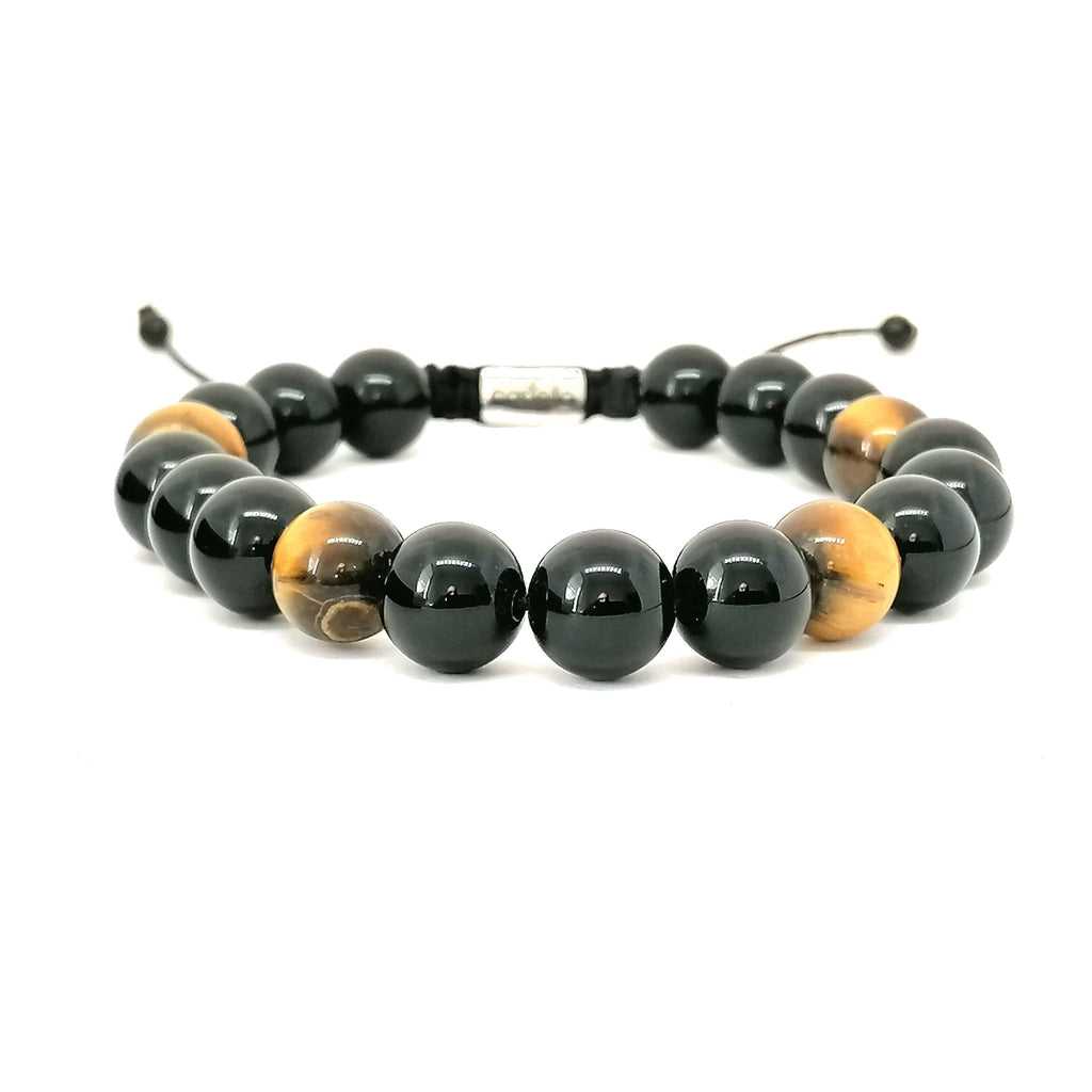 Polished Onyx & Tiger's Eye Stacking Bracelet, 10mm | Castello Jewels