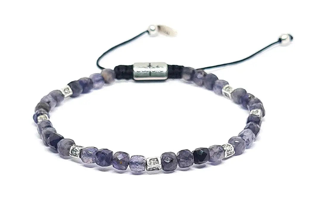 Minimal Iolite Sterling Silver Bracelet, 4mm | Castello Jewels