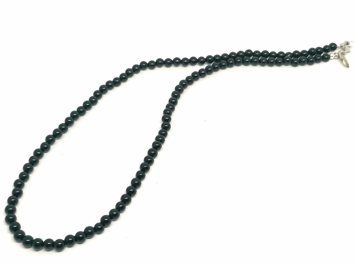 Polished Onyx Necklace, Sterling Silver, 4mm | Castello Jewels