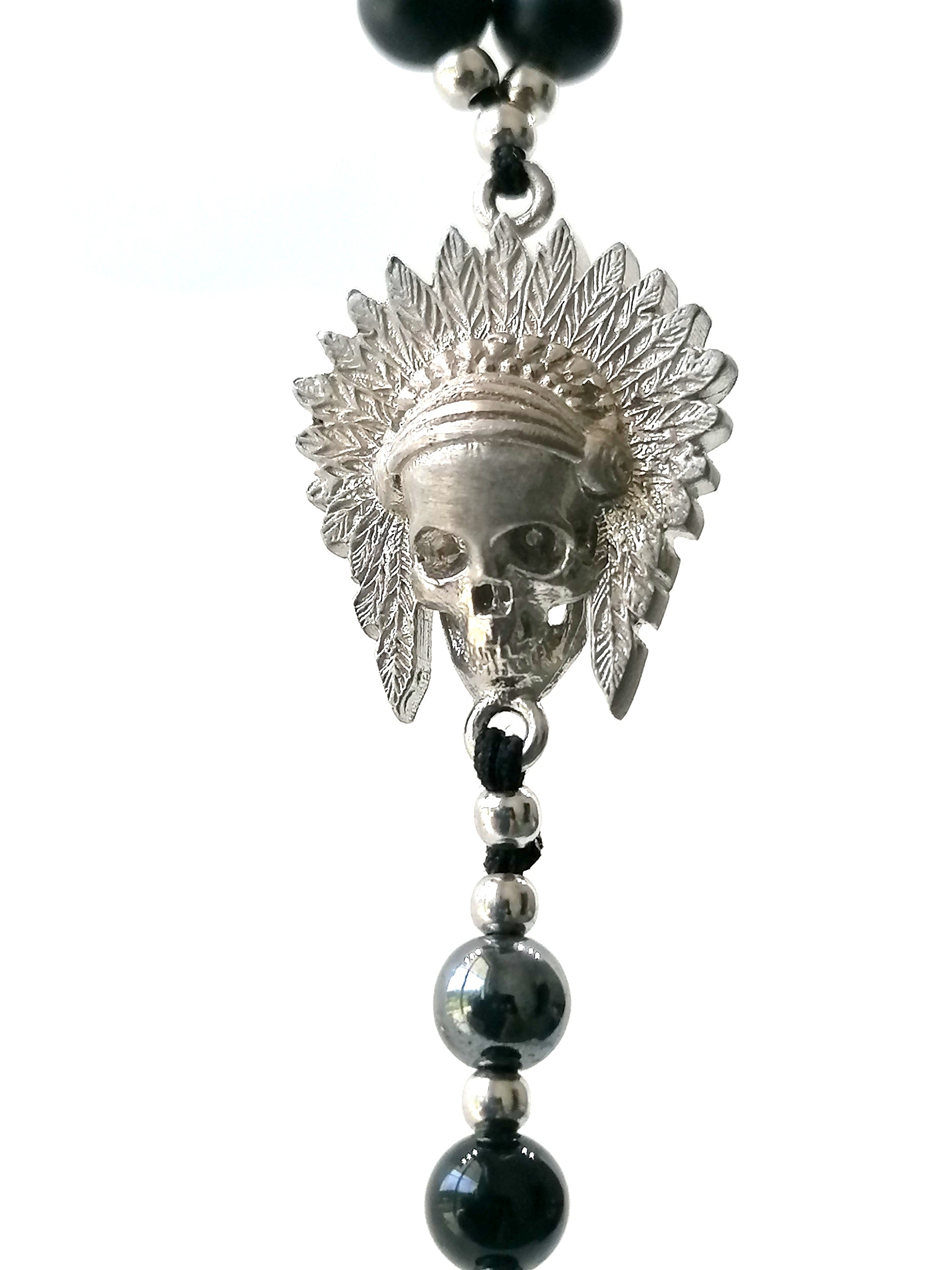Rosary Skull Indian, Silver 925, Onyx stone — view 4 | Castello Jewels