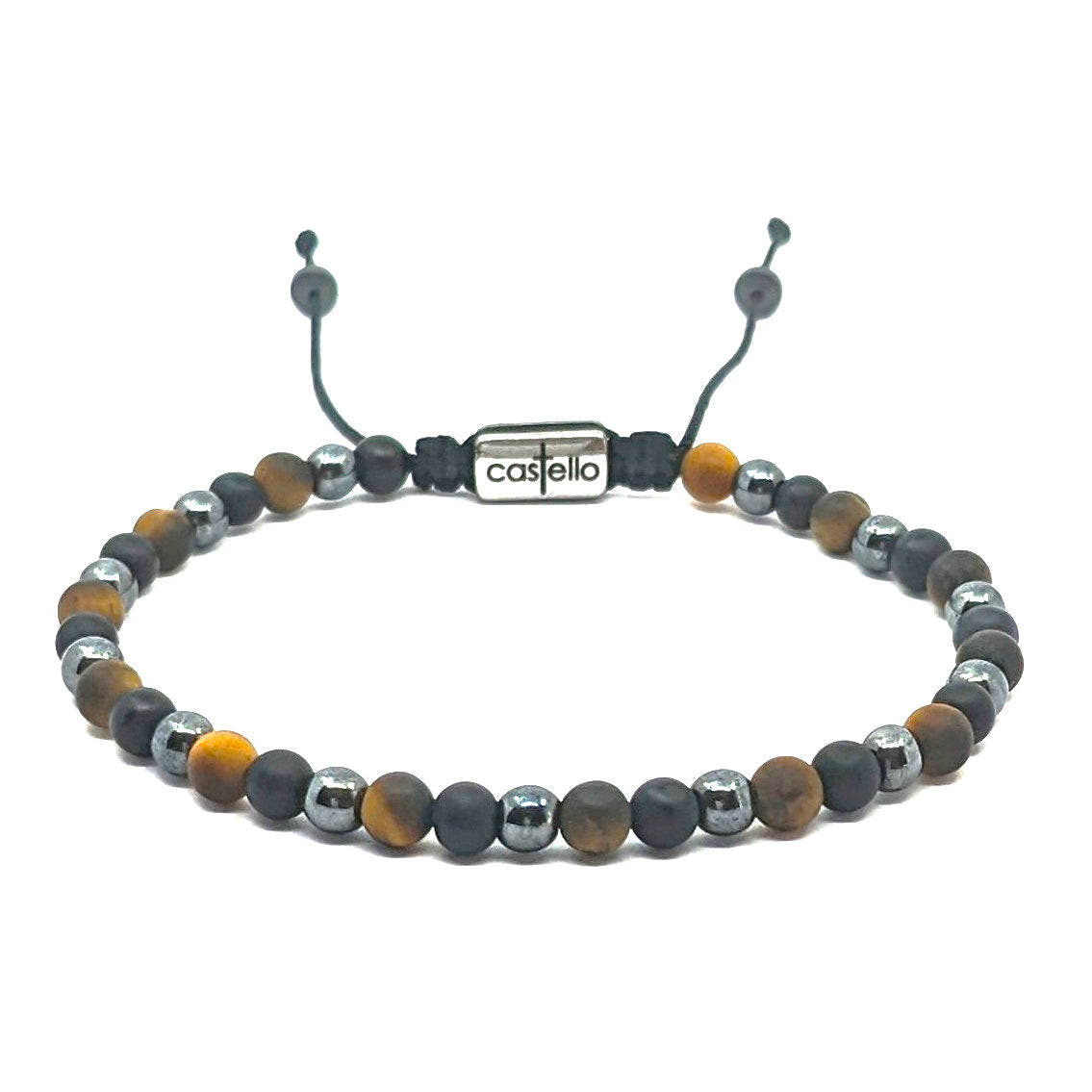 Tiger's Eye, Onyx & Hematite Stacking Bracelet, 4mm | Castello Jewels