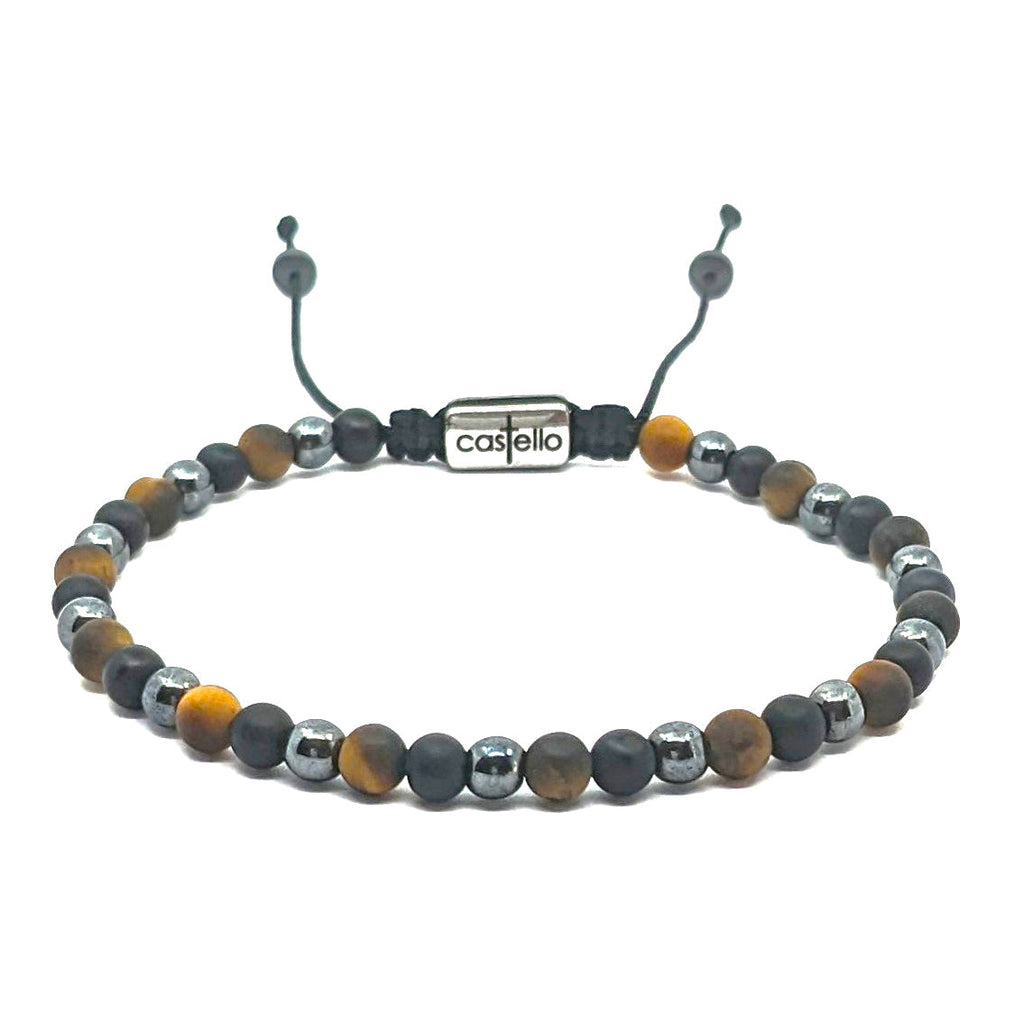 Tiger's Eye, Onyx & Hematite Stacking Bracelet, 4mm | Castello Jewels
