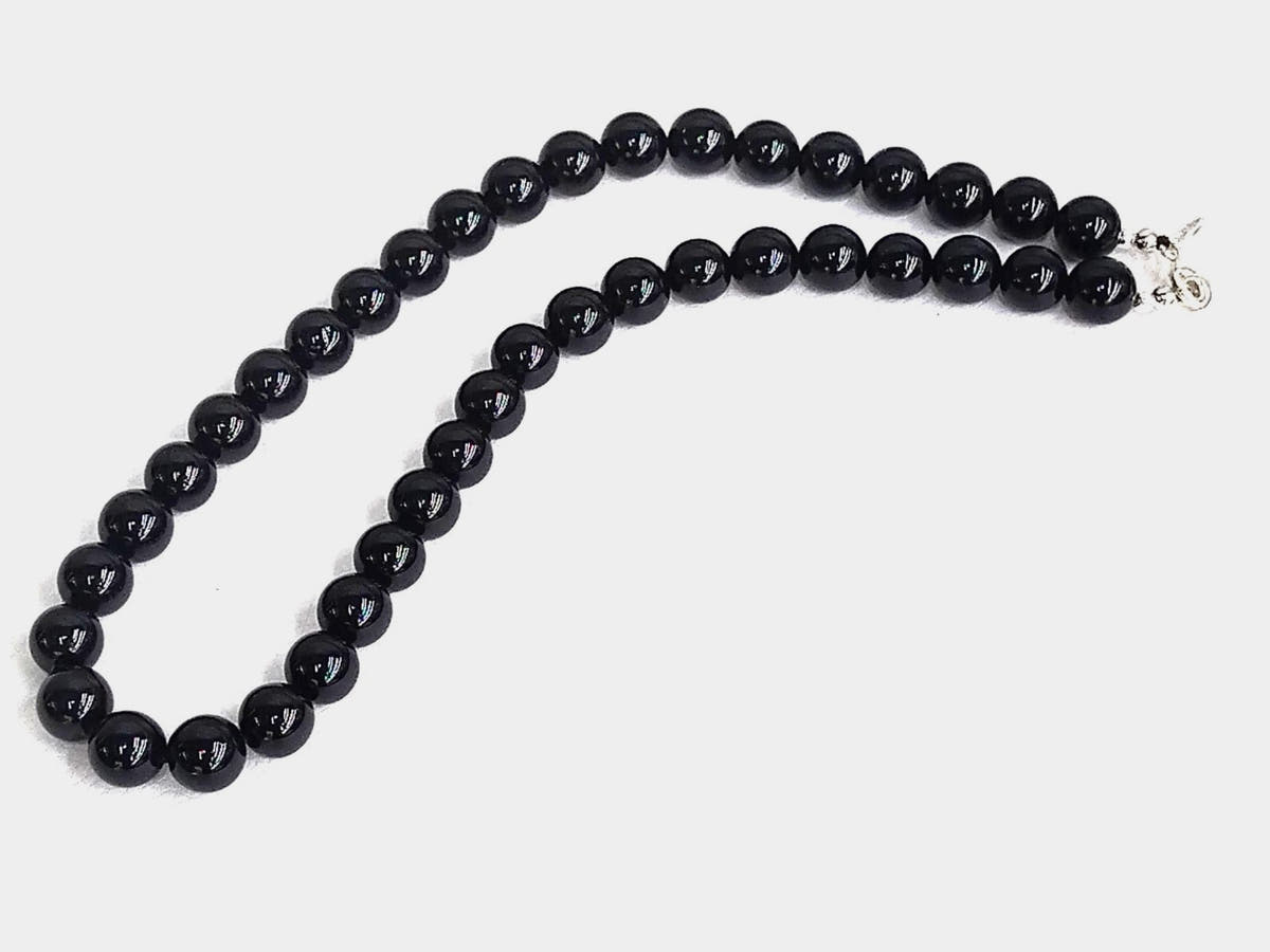 Polished Onyx Beaded Necklace, 10mm | Castello Jewels
