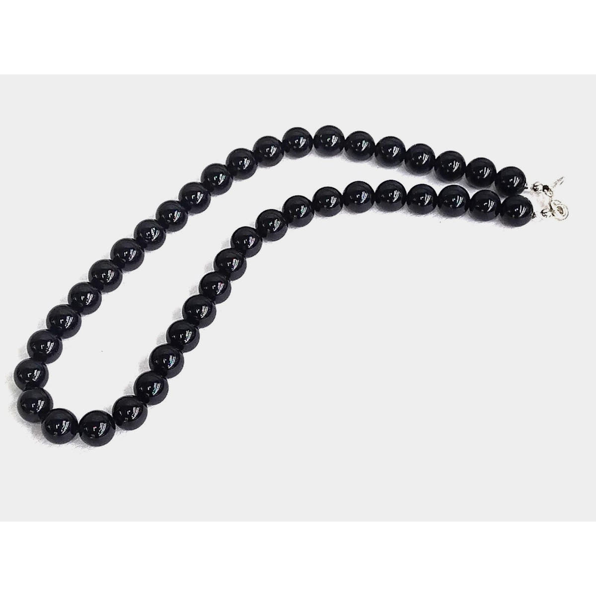 Polished Onyx Beaded Necklace, 10mm | Castello Jewels