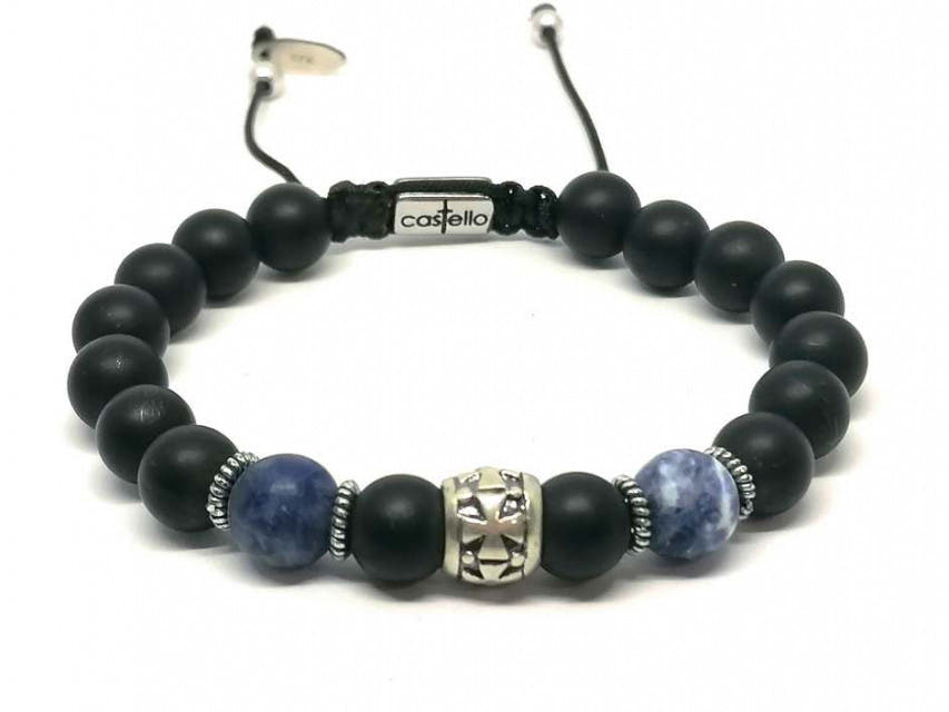 Knights Matte Onyx & Sodalite Gemstone Bracelet, 8mm | Castello Jewels
