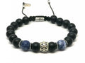 Hand Made Silver Bracelet Knights, Onyx Mat, Sodalite stone 8mm | Castello Jewels