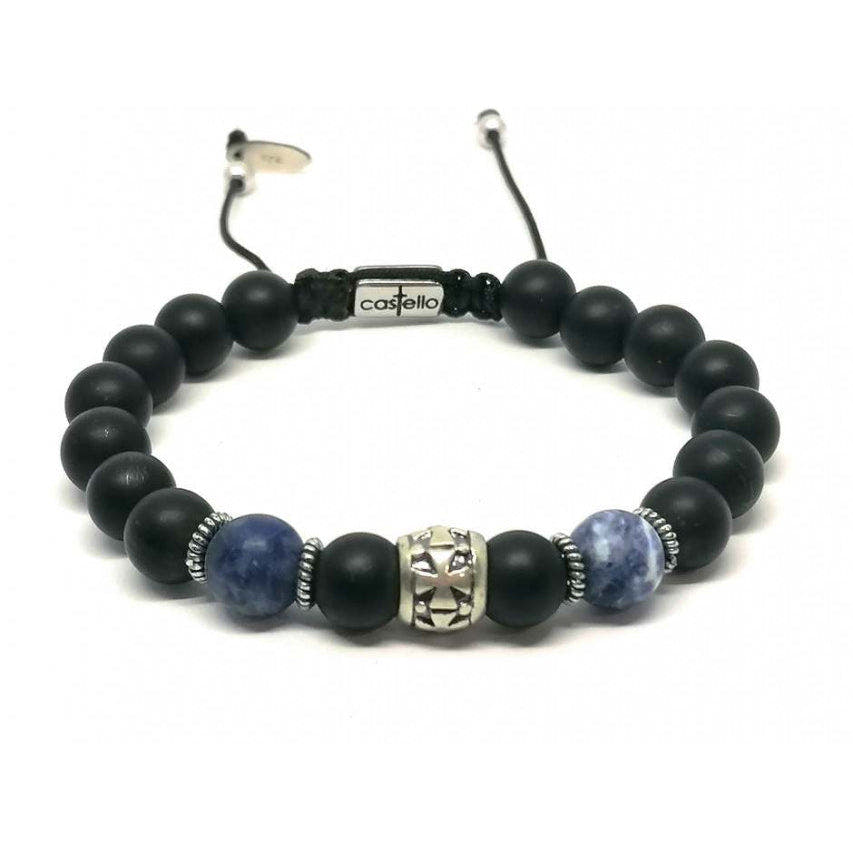 Knights Matte Onyx & Sodalite Gemstone Bracelet, 8mm | Castello Jewels