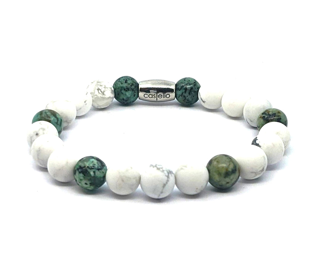 Gemstone Bracelet Howlite-African turquoise. stone 8mm — view 2 | Castello Jewels