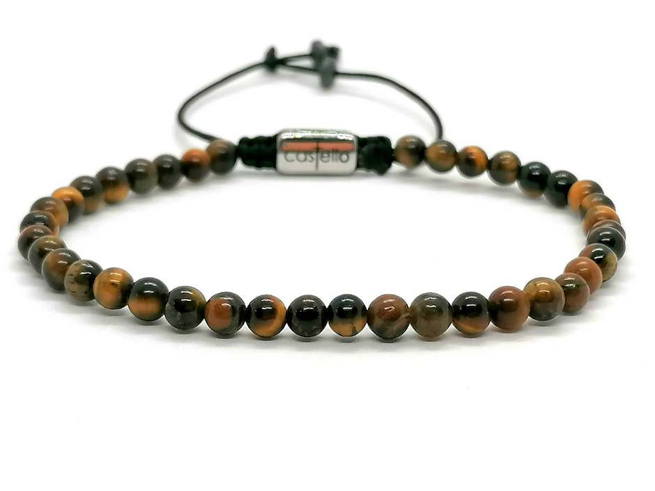 Polished Tiger's Eye Bracelet, Water-Resistant, 4mm | Castello Jewels