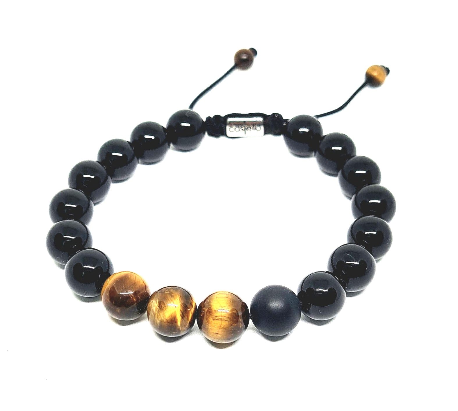 Hand Made Bracelet Tiger Eye Polich, Onyx Polish, Onyx Mat 10mm stone | Castello Jewels