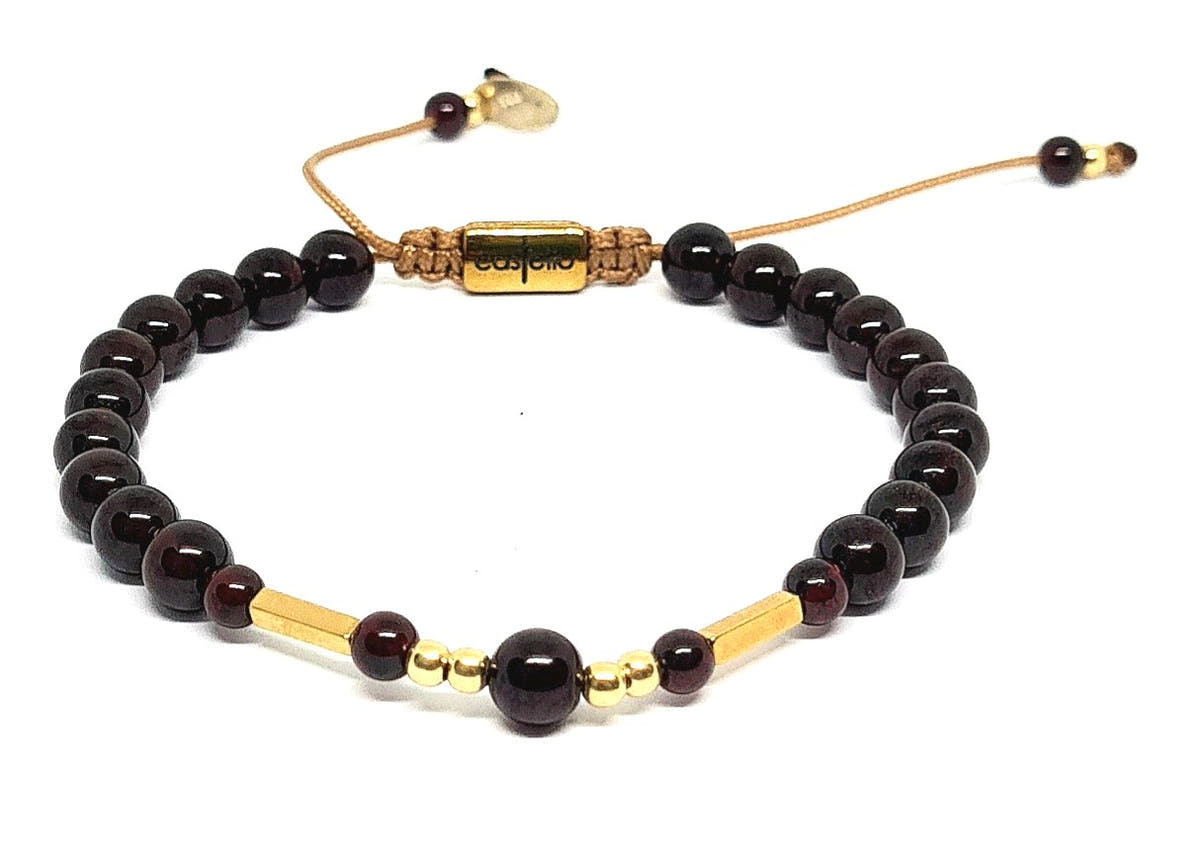 Garnet Gold-Plated Bracelet, Sterling Silver, 6mm | Castello Jewels