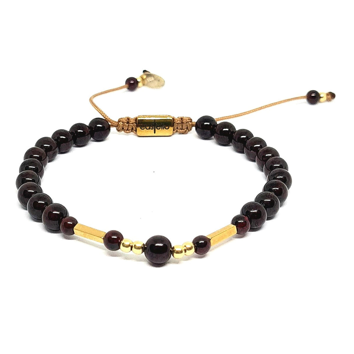Garnet Gold-Plated Bracelet, Sterling Silver, 6mm | Castello Jewels