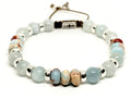 Silver 925 Bracelet Classic Aqua marine, Snakes skin rondel stone | Castello Jewels