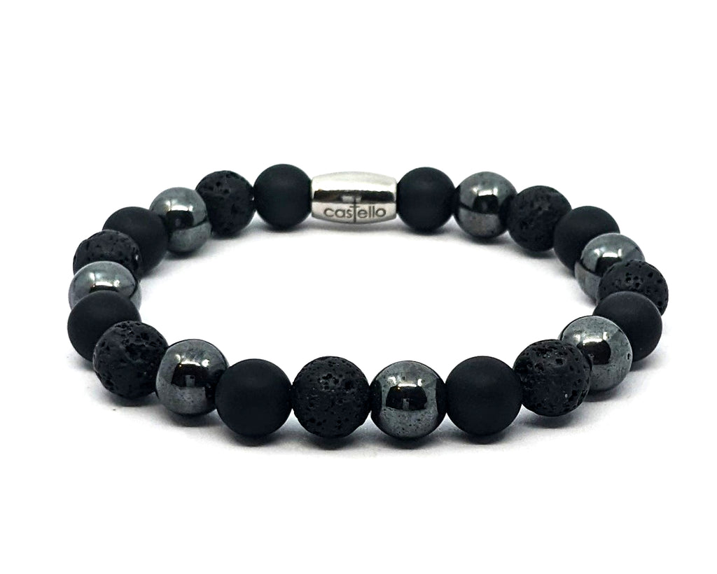 Bracelet 'MULTI, Onyx, Hematite, Lava, stone 8mm — view 2 | Castello Jewels