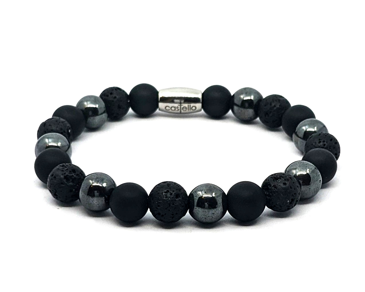Bracelet 'MULTI, Onyx, Hematite, Lava, stone 8mm — view 2 | Castello Jewels