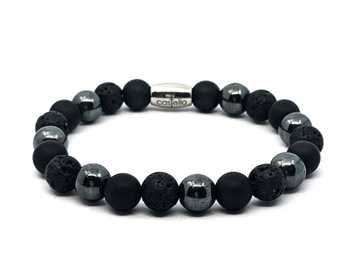 Bracelet 'MULTI, Onyx, Hematite, Lava, stone 8mm — view 2 | Castello Jewels
