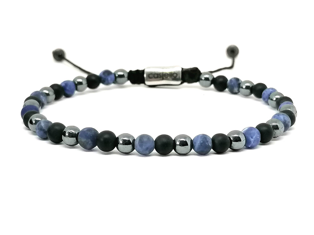 Bracelet, Onyx, Sodalite and Hemitate stones 4mm | Castello Jewels