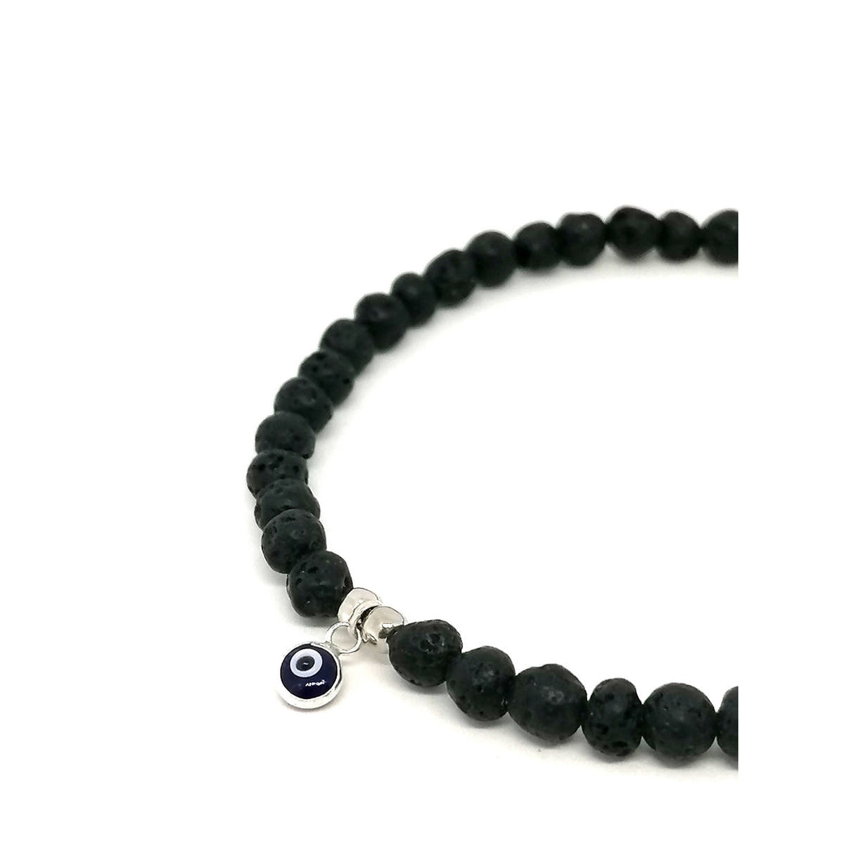 Lava Stone Protection Bracelet, Evil Eye, 4mm, view 2 | Castello Jewels