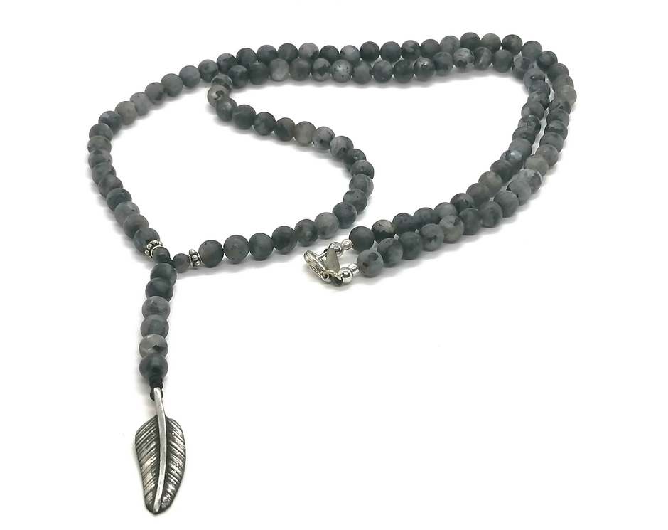 Labradorite Beaded Necklace, Sterling Silver, 6mm | Castello Jewels